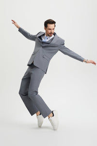 Men's Two Button Vested Stacy Adams Basic Designer Suit in Grey