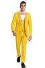 Radiant Golden Bloom Mens 3-Piece Suit with Floral Peak Lapel