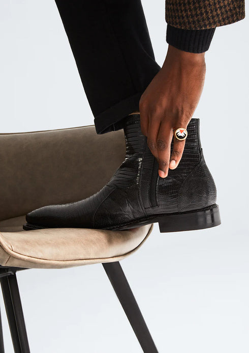 Peninsula Lizard Emblem Boot Black By Mezlan Made In Spain Brand