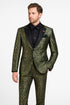 Emerald Green and Gold Floral Tuxedo Suit for Men Perfect Prom or Wedding Suit
