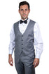 Mens Gray Tuxedo - Grey Wedding Suit-Mens Stacy Adams Vested One Button Shawl Lapel Tuxedo In Grey
