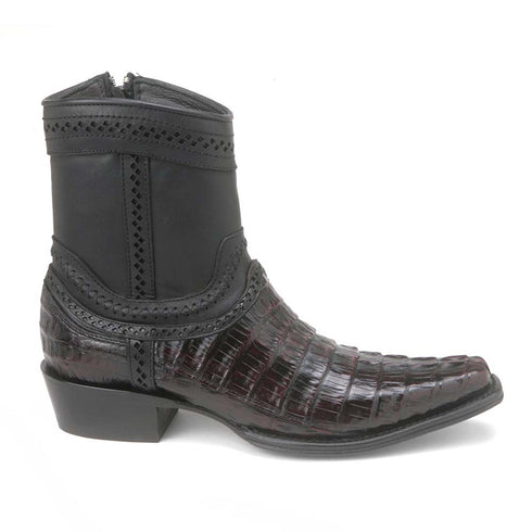 Los Altos Square Toe Men’s Brown Caiman Tail Low Shaft European Boots
