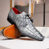 Marco Di Milano Cancun Men's Shoes Gray Exotic Hornback Crocodile Skin Derby Oxfords