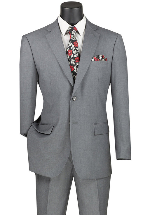 Nola Collection - Medium Gray Regular Fit 2 Piece Suit Flat Front Pants with 2″ Elastic Waistband