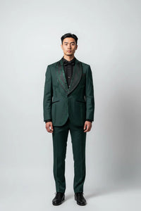 Men’s Chic Hunter Green Embellished Tuxedo – Luxury 3 Piece Formal Suit for Weddings, Prom & Special Events