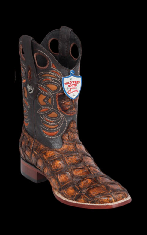 Bota de Pirarucu Original Horma Punta Cuadrada Wild West