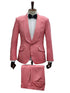 Mens Coral 2-Piece Slim Fit Suit – 1 Button Shawl Lapel with Flat Front Pants