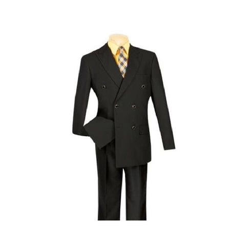 Fabric Lucci Mens Black Six cuff Button Double Breasted Blazer