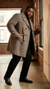 Men’s Black and White Plaid Wool Peacoat, Formal Winter Dress Coat for Business and Casual Wear