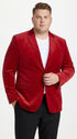 Men’s Red Velvet Big and Tall Blazer, Affordable Clearance Formal Sport Coat for Prom and Parties