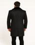 Men’s Black Double-Breasted Overcoat with Faux Fur Collar and Gold Buttons