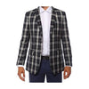 Ferrecci Mens two Button Plaid Slim Fit Navy Blazer Dinner Jacket