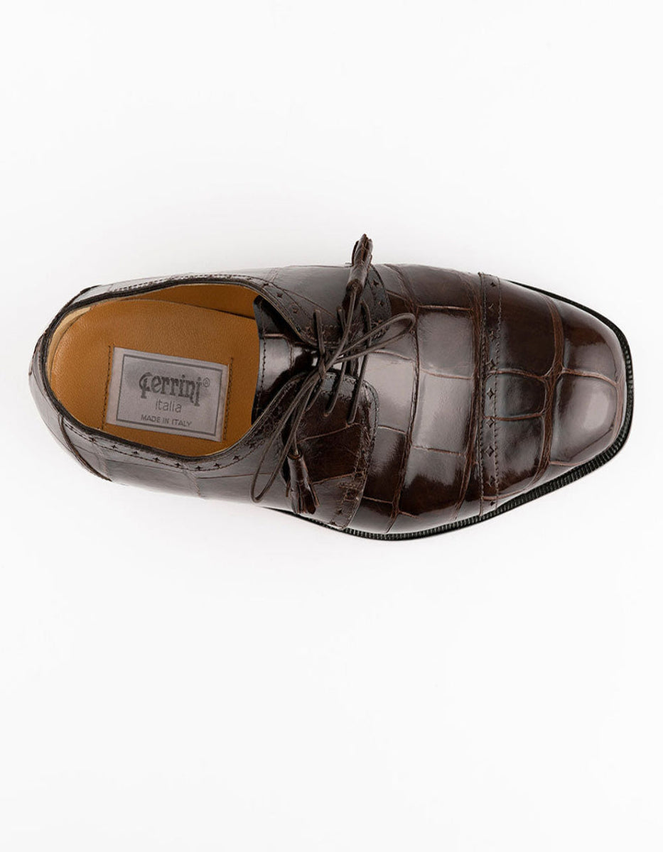 Ferrini Men's World Best Alligator ~ Gator Skin Skin Chocolate Dress Shoes main image 0