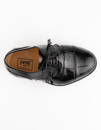 Ferrini Shoes - Mens Alligator Dress Shoe - Ferrini 4288 Belly Alligator Cap Toe Shoes Black