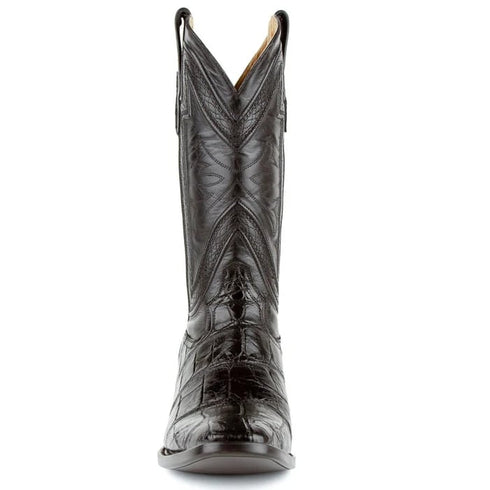 Ferinni Boot - Mens Dress Cowboy Boot - Ferrini Bronco Men's Print Pirarucu Fish Boots Handcrafted Black in Black Color