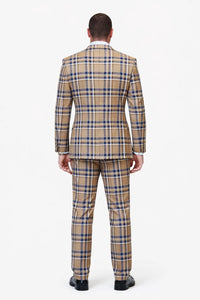 Statement Men’s 100% Wool 3-Piece Suit – Vibrant Color Contrast Modern Fit