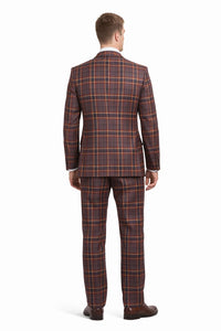 Statement Men’s 100% Wool 3-Piece Suit – Vibrant Color Contrast Modern Fit