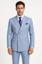 Mens Light Blue Double-Breasted Suit with Gold Buttons – Slim Fit 2-Piece Formal Set in Sky Blue Color