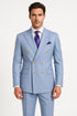 Mens Light Blue Double-Breasted Suit with Gold Buttons – Slim Fit 2-Piece Formal Set in Sky Blue Color