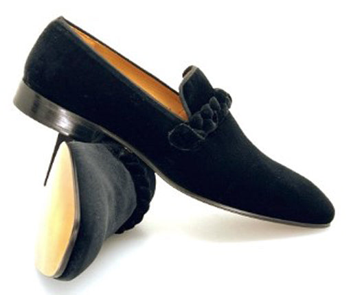 Mezlan Black Braided Formal   Velvet Loafer main image 1
