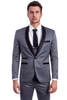 Mens Gray Tuxedo - Grey Wedding Suit-Mens One Button Low Cut Vested Shawl Tuxedo In Grey