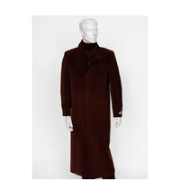 Full Length All Weather Burgundy Notch Lapel Duster Maxi Coat