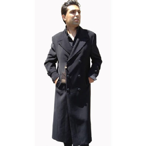 Full Length Overcoat Double Breasted Dress Coat Black Top Coat