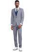 Men's Stacy Adams One Button Peak Lapel Vested Micro Check in Light Blue with a French Blue Vest