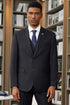 Men's Stacy Adam's Two Button Fancy Vested Suit in Midnight Black