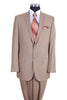 Mens Classic 2PC Pleated Pant Suit with Lapel Stitching in Tan
