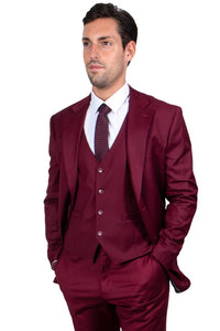 Men's Two Button Vested Stacy Adams Basic Burgundy Suit