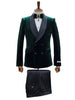Double Breasted Tuxedo Suit - Slim fitted - Green Suit - Shawl Collar