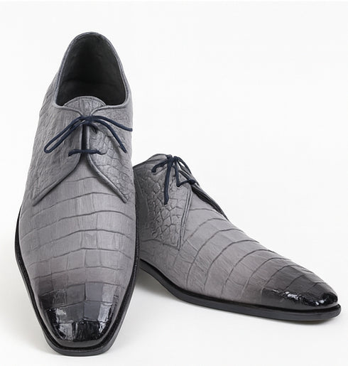 Los Altos Men's Gray Crocodile Shoes Gator Shoes