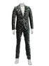 Mens 1 Button Slim Fit Faux Leather with Patch Pockets Green Suit