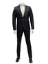 Mens One Button Side Vent Peak Lapel Suit Black