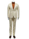 Mens One Button Peak Lapel Basket Weave Pattern Slim Fit Suit Ivory