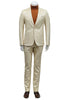 Mens One Button Peak Lapel Basket Weave Pattern Slim Fit Suit Ivory