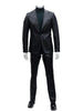 Mens Two Piece Slim Fit Suit One Button Notch Lapel Suit Black