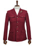 Mens Giovanni Testi 2 Piece Burgundy Suit – Slim Fit 4 Button Blazer with Notch Lapel & Flap Pockets
