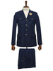 Mens Giovanni Testi 2 Piece Slim Fit Suit in Dark Blue – Classic 4 Button Notch Lapel Dress Suit