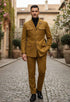Mens Giovanni Testi Slim Fit 2 Piece Suit Mustard – 4 Button Notch Lapel & Flap Pockets