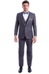Mens Gray Tuxedo - Grey Wedding Suit-Mens One Button Peak Wedding Tuxedo With Satin Trim In Grey