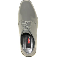 Bravo Mens Classic Plain Square Toe Shiny Patent Tuxedo Dress Shoe in Grey