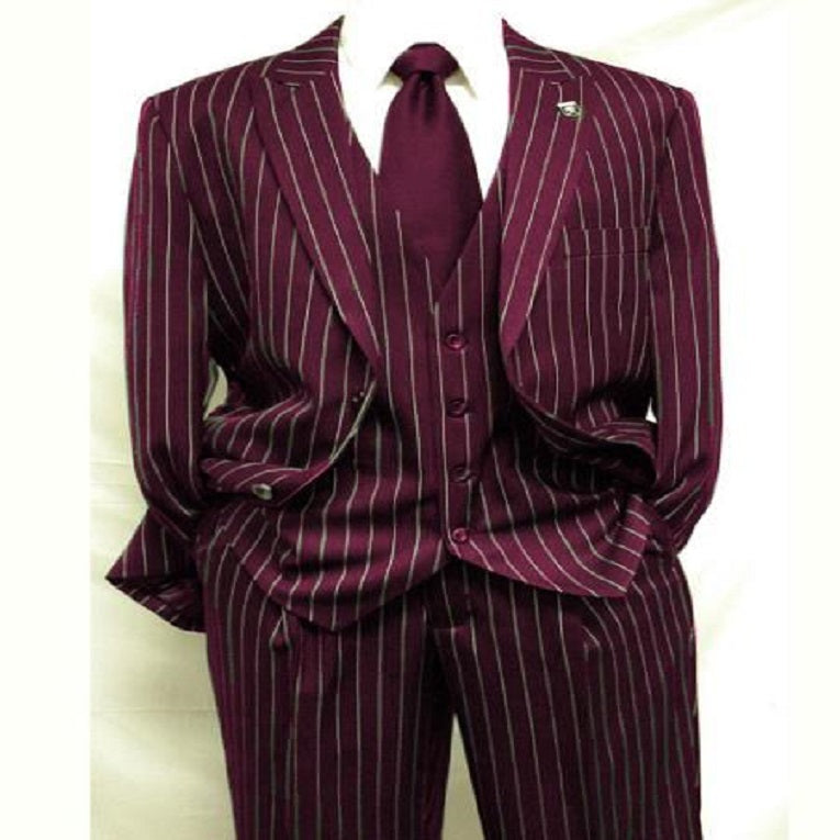 Men's Gangster Bold PinStripe Stripe Chalk Pinstripe Vested – OvercoatUSA