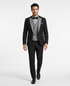 Men’s Black And White Lapel 3 Piece Tuxedo Suit with Silver Gray Satin Lapel | Formal Wedding Prom Suit Set