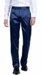 Mens Shiny Stretch Pants Solid Color Slim Fit Sateen Flashy Metallic Slacks in Color "Navy"