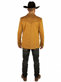 Men's Suede Cowboy Blazer Ultra Slim Fit LAM-516 in Color Camel