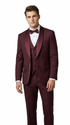 Men's Burgundy Double Shawl Lapel Tuxedo with Satin Trim for Wedding & Prom