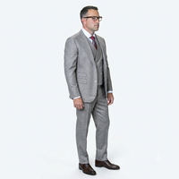 Mens Ticket Pocket Peak Lapel Double breasted Vest 100% Wool Tom Ford Style Modern Fit in Color "Grey" By Statement