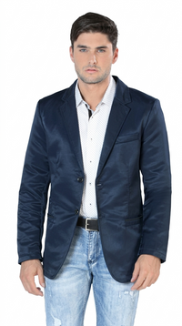 Mens Cowboy Blazer - Western Jacket in Color "Navy" Ultra Slim Fitted (Buy 1 Size UP)